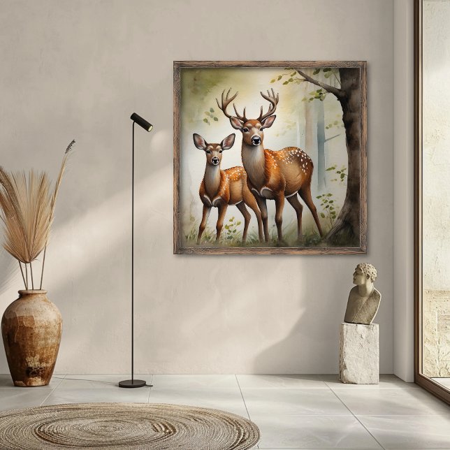 Póster Familia De Venados En La Limpieza De Bosques (Subido por el creador)