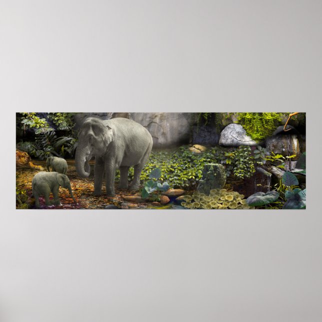 PÓSTER FAMILIA ELEFANTE "HABITACIÓN VERDE" (Frente)