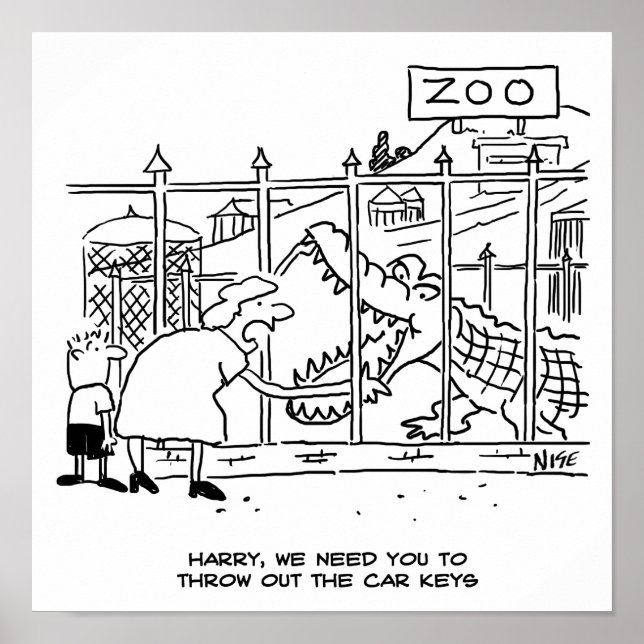 Póster Familia en el Zoológico. Papá tragado por el lagar (Frente)