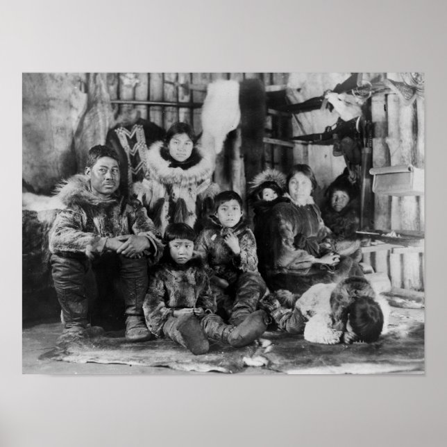 Póster Familia esquimal en la fotografía de igloo de invi (Frente)