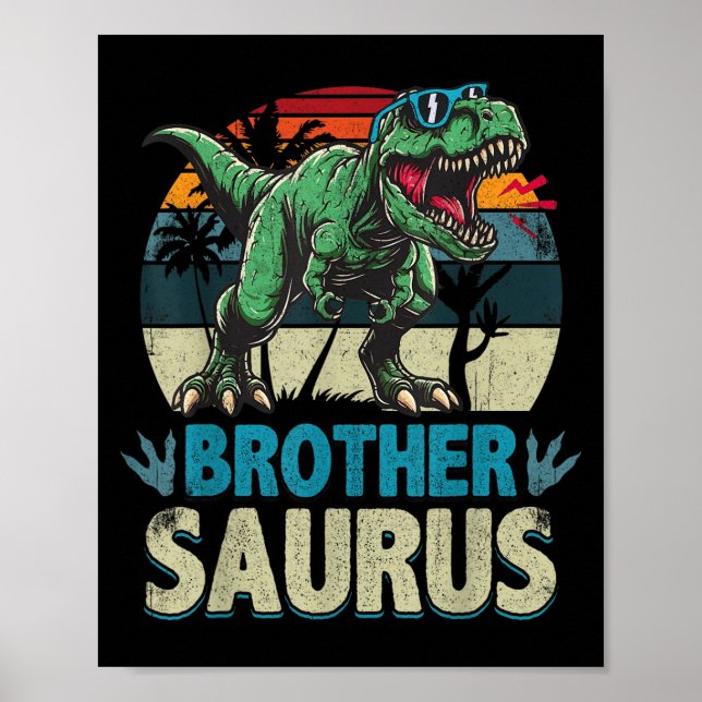 Póster Familia Hermano Hermano Saurus T Rex Dinosaur (Frente)
