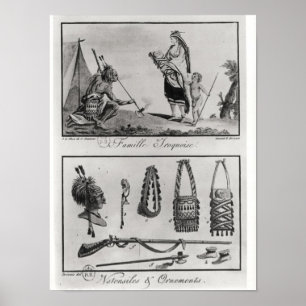 Póster Familia iroquesa, brazos y adornos