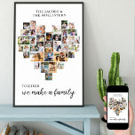 Póster Familia Juntos Amar Forma de Corazón 36 Collage de<br><div class="desc">Crea tu propio poster personalizado con 36 de tus fotos favoritas y tu(s) apellido(s). La plantilla de fotos está configurada para crear un collage de fotos en forma de corazón de amor, mostrando tus fotos en una mezcla de formatos de retrato, paisaje e imágenes cuadradas. El diseño tiene un fondo...</div>