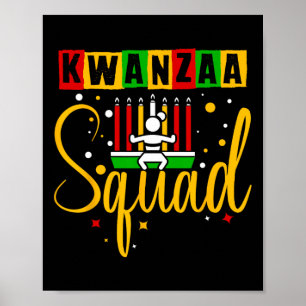 Póster Familia Kwanza Squad Navidad Afroamericana Feliz 