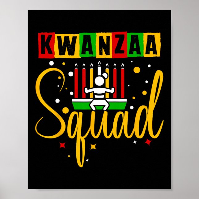 Póster Familia Kwanza Squad Navidades afroamericanos feli (Frente)