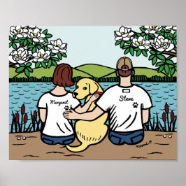 Póster Familia Labrador Amarillo Personalizada Brown S