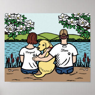 Póster Familia Labrador Amarillo Personalizada Brown S