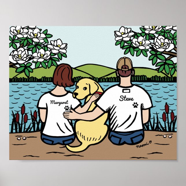 Póster Familia Labrador Amarillo Personalizada Brown S (Frente)