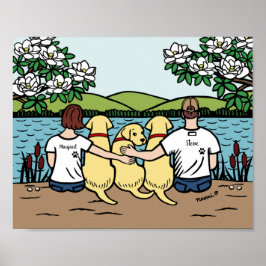Póster Familia Labrador Amarillo Personalizada Marrón Cor