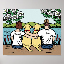 Póster Familia Labrador Amarillo Personalizada Marrón Cor