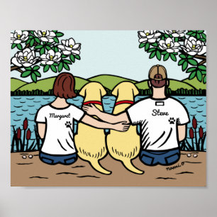 Póster Familia Labrador Amarillo Personalizada Marrón Cor