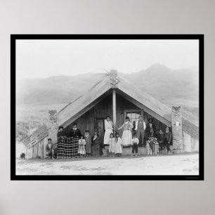 Póster Familia Maorí Nueva Zelandia 1917
