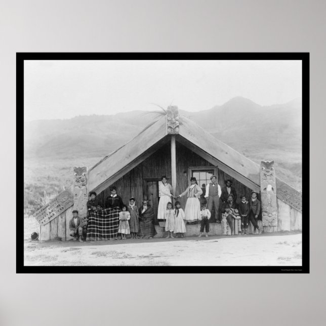 Póster Familia Maorí Nueva Zelandia 1917 (Frente)