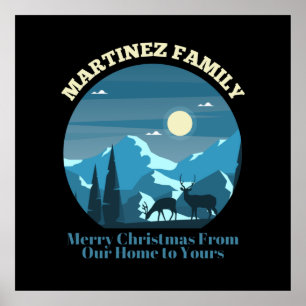 Póster Familia Martinez Feliz Navidad desde nuestro hogar