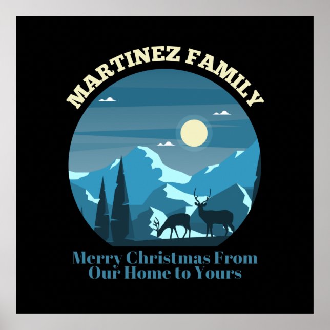 Póster Familia Martinez Feliz Navidad desde nuestro hogar (Frente)