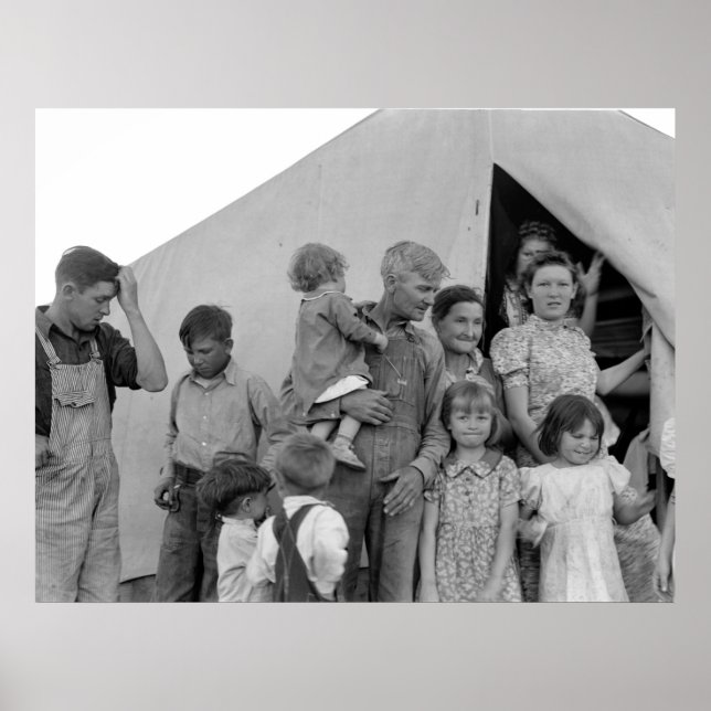 Póster Familia Migrante Durante La Cosecha De Pea - 1939 (Frente)