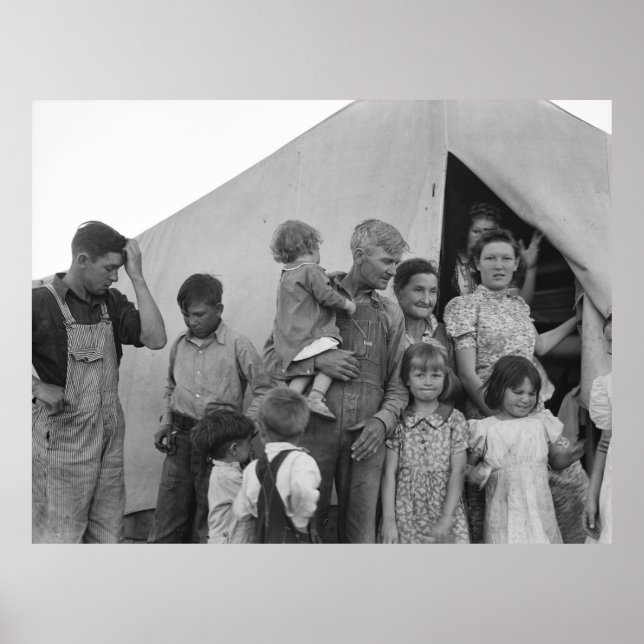 Póster Familia migrante durante la cosecha de pié - 1939 (Frente)