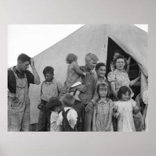 Póster Familia migratoria durante la cosecha del guisante
