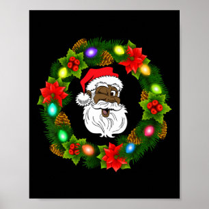 Póster Familia negra alegre navidad corona afroamericano