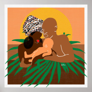 Póster Familia Negra Marrón Amor Negro