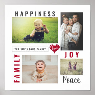 Póster Familia personalizado Collage de fotos Love Joy