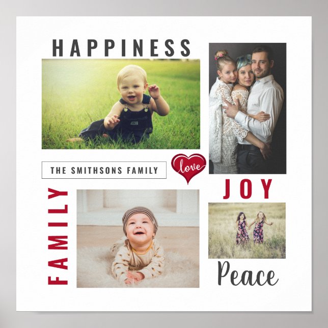 Póster Familia personalizado Collage de fotos Love Joy (Frente)