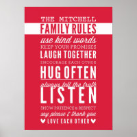 FAMILIA personalizado REGLAS TIPOLOGÍA moderna roj