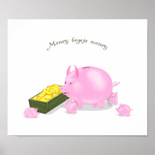 Póster Familia Piggy Bank