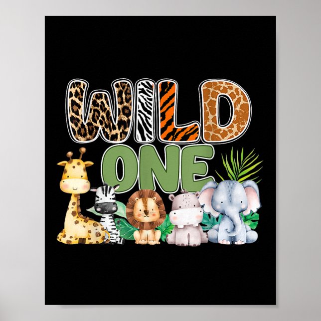 Póster Familia Safari salvaje de un primer cumpleaños coi (Frente)