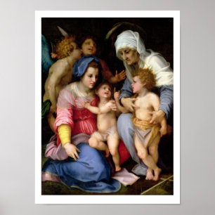 Póster Familia santa con los ángeles, c.1515-16 (aceite
