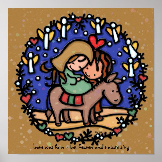 Póster Familia Santa María José Jesús Bethlehem Noche (Frente)