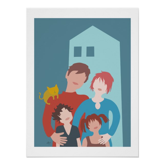 poster family and cat (Anverso)