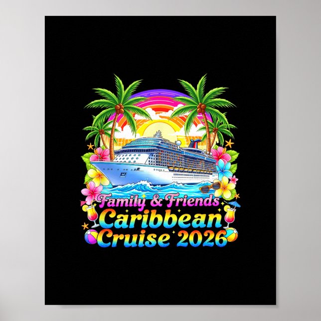 Póster Family And Friends Caribbean Cruise 2026 Tee Beach (Frente)