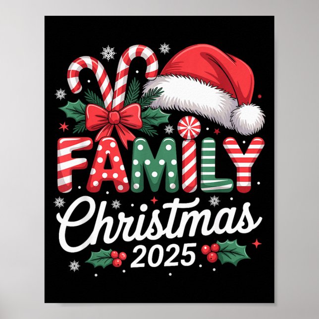 Póster Family Christmas 2025 Xmas Matching Pajamas  (Frente)