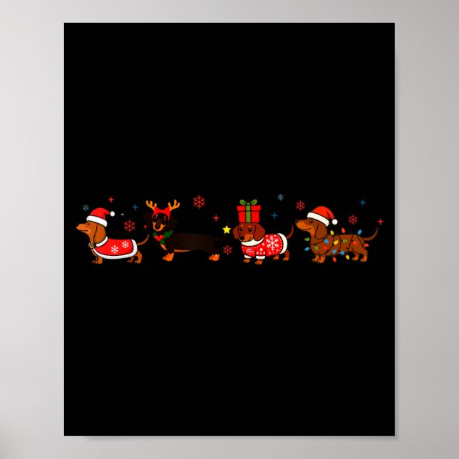 Póster Family Dachshund Santa Sleigh Reindeer Snow Christ (Frente)