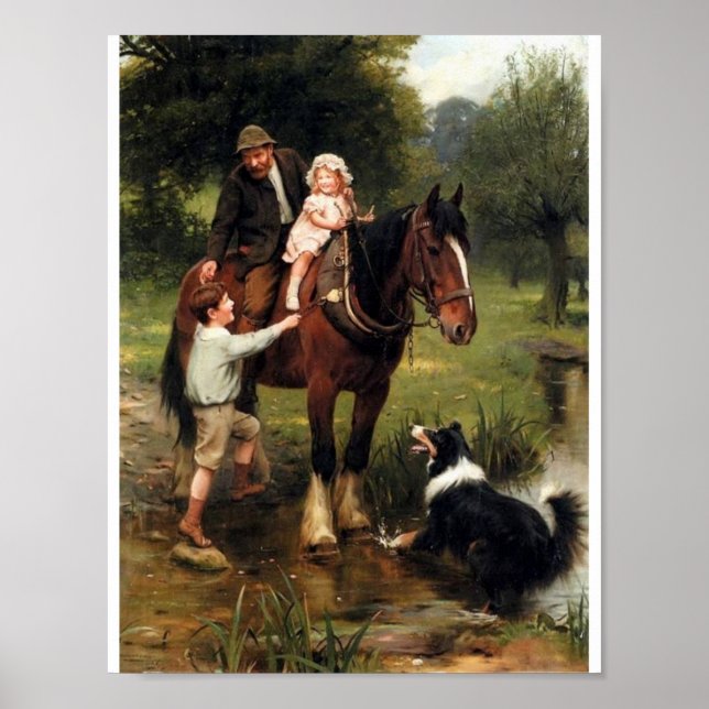 Póster Family horse collie dog country (Frente)