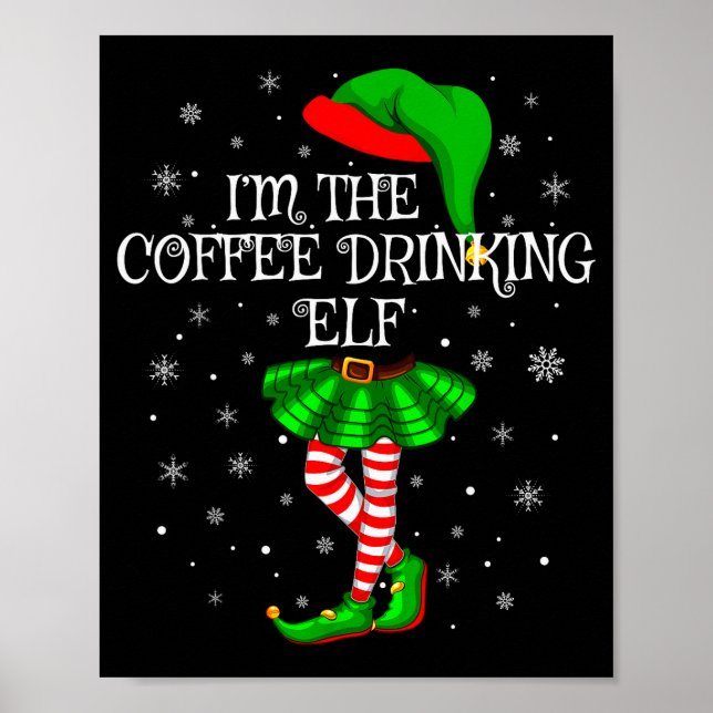 Póster Family Matching Women Girls Coffee Drinking Elf Ch (Frente)