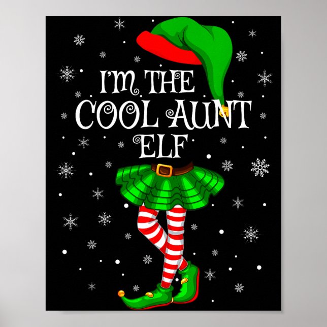Póster Family Matching Women Girls I'm The Cool Aunt Elf  (Frente)