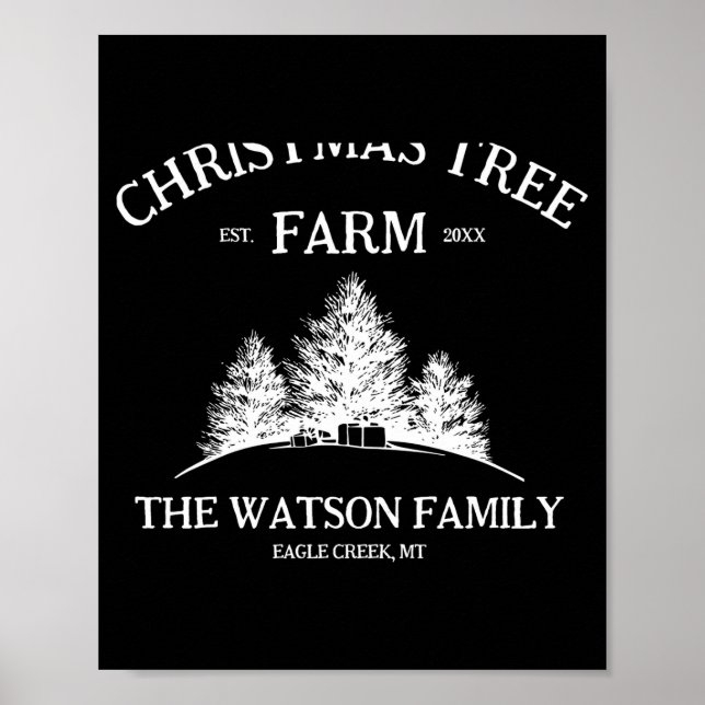 Póster Family Name Christmas Tree Farm Retro  (Frente)