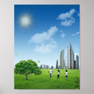 Póster Family Park Skyline Frutiger Aero