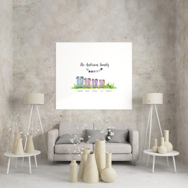 Póster Family rain boot personalised elegant gift (Subido por el creador)