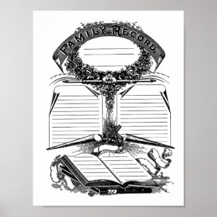 Póster Family Record Birth Death Marriage Certificate art