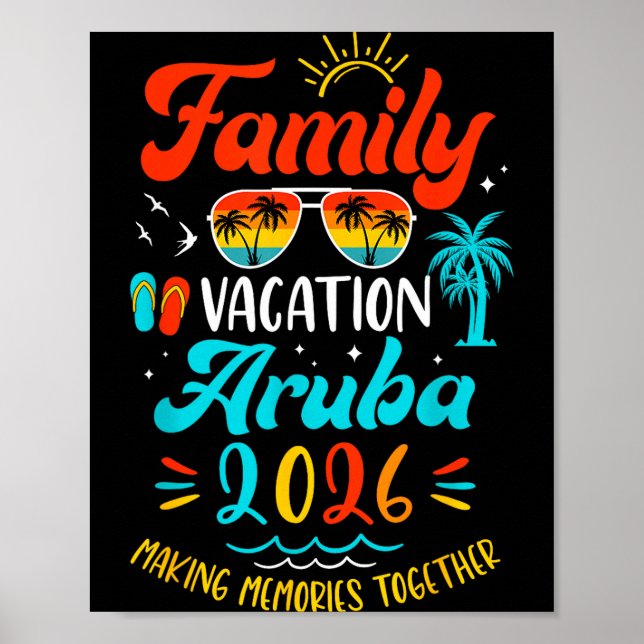 Póster Family Vacation 2026 Aruba Matching Summer Vacatio (Frente)