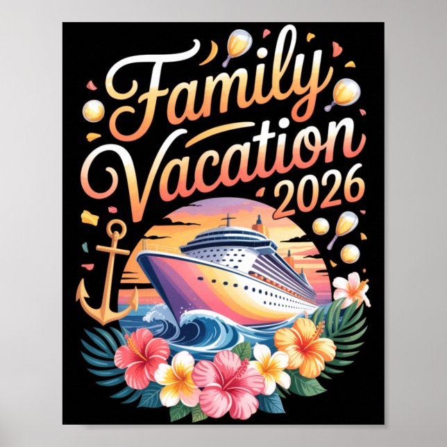 Póster Family Vacation 2026 Cruise Adventure Crew Long Sl (Frente)