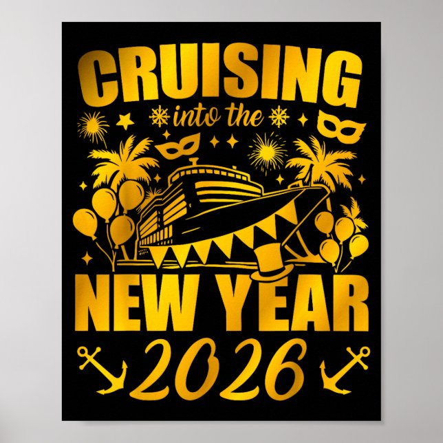 Póster Family Vacation Cruise Ship 2026 New Year Party Cr (Frente)