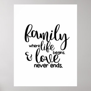 Póster Family Where Life Begins and Love Never Ends