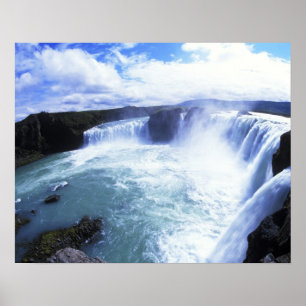 Póster Famosas cataratas de Jodafoss en el norte de Islan