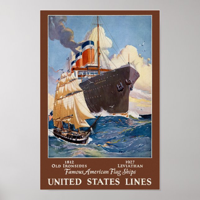 Póster Famoso afiche de 1927 de buques de bandera estadou (Frente)