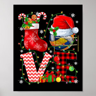 Póster Famoso amor Voleibol Bolas Santa Hat Navidades Lig