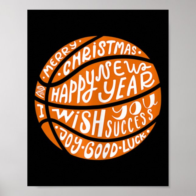 Póster Famoso baloncesto Feliz Navidad Año Nuevo Ta (Frente)